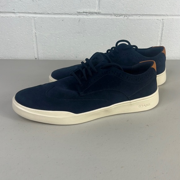 New Mens Cole Haan grand cross court suede casual fit sneakers navy  10M c36875 - Picture 1 of 7
